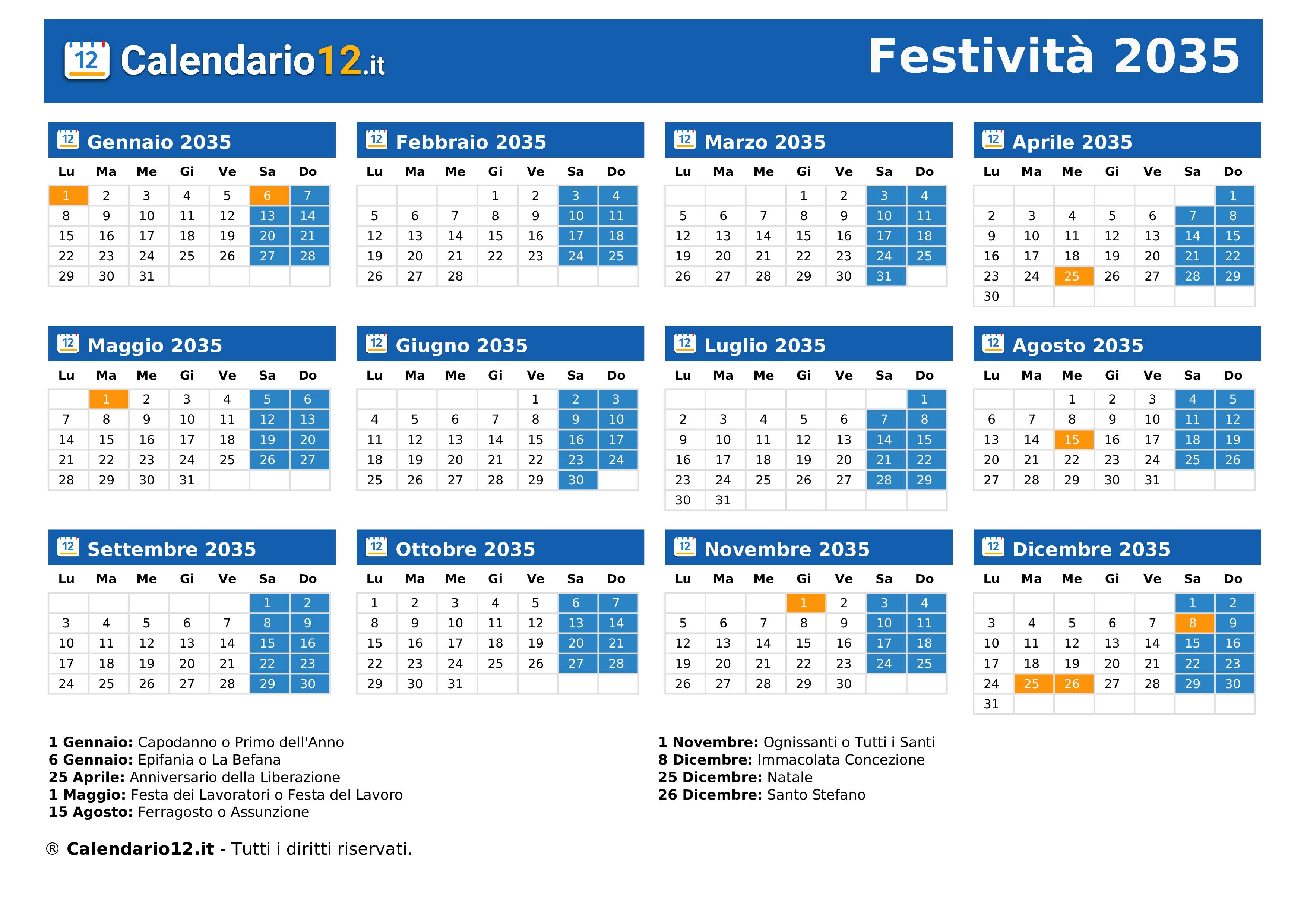 Festività 2035