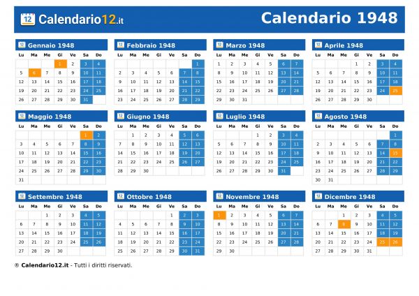 Calendario 1948