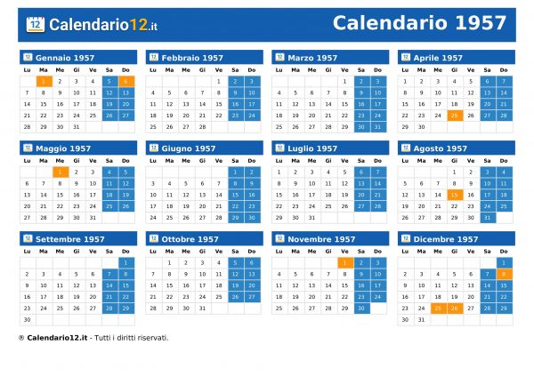 Calendario 1957