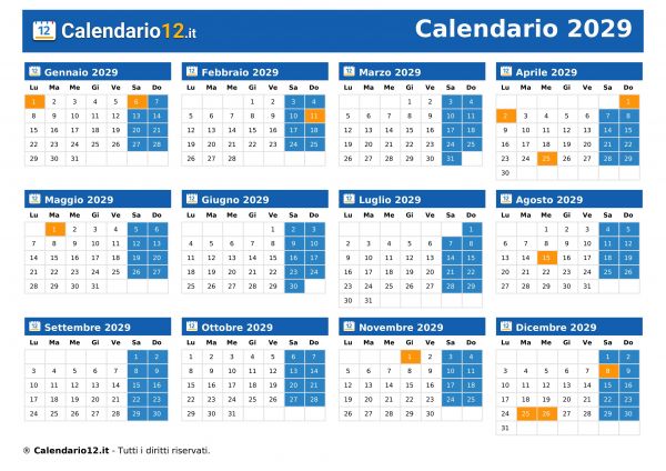 Calendario 2029