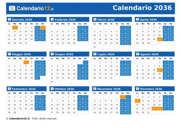 Calendario 2036